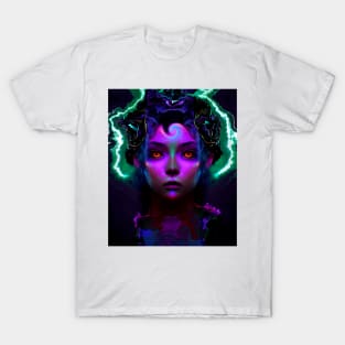 Mystic Glitch Girl Fantasy Design T-Shirt